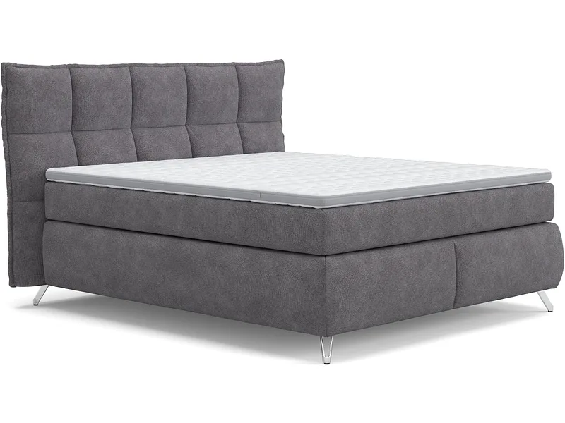 Boxspringbett SWISS HOME STYLE AGATA dunkelgrau 160x200cm fest