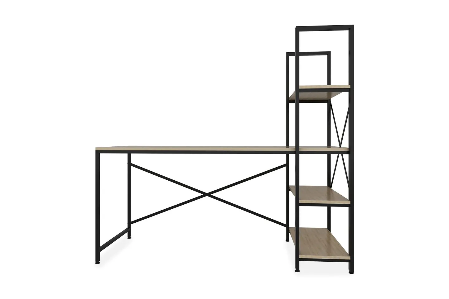 Hejde Skrivbord 160 cm med Förvaring Hyllor - Brun/Svart