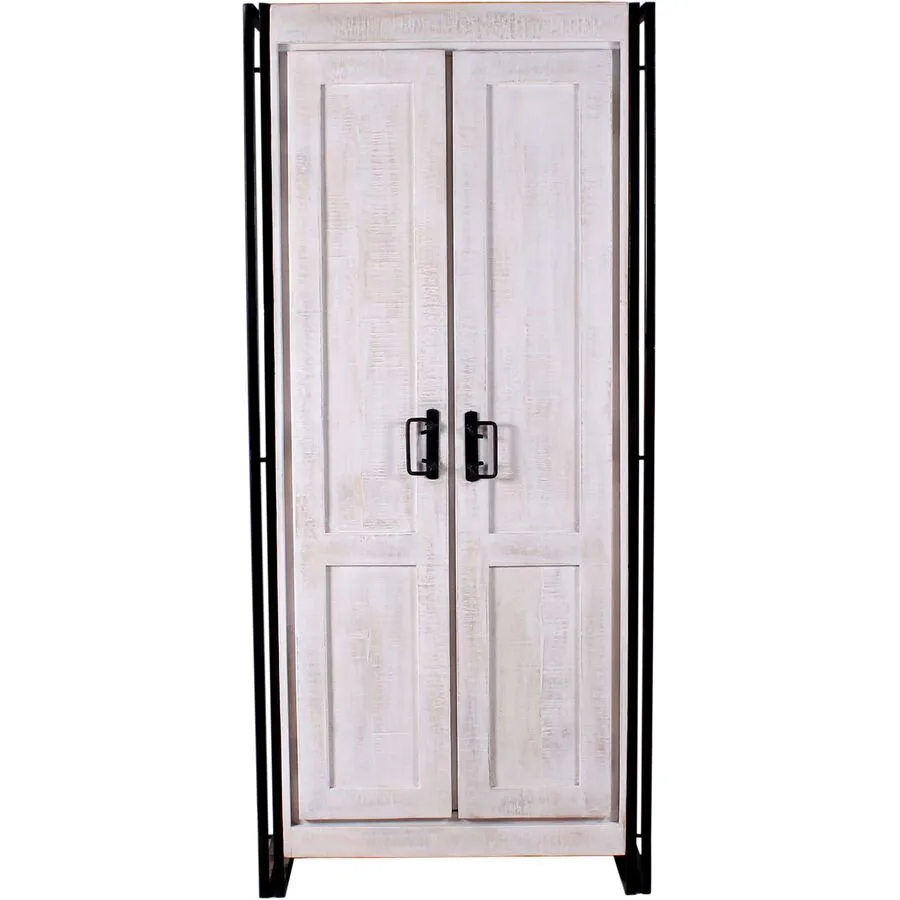 Schrank Wineo weiss/schwarz Holz/Metall B 80 H 180 cm