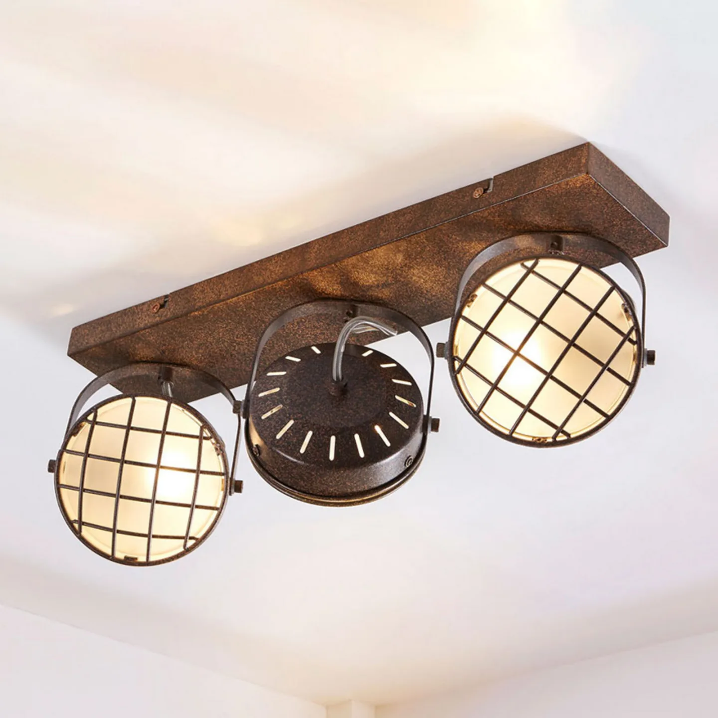 Tamin 3 Deckenleuchte Rust/White - Lindby - Wohnzimmer - Industrielles Design - Metall - Mehrflammig