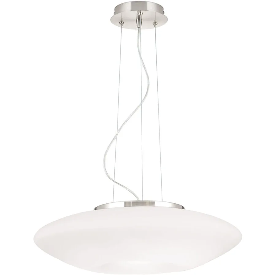 Pendellampe Blanc Weiss/Grau Stahl/Glas 49 cm 21 cm - Farbe: Nickel matt/weiss - Material: Glas/Stahl