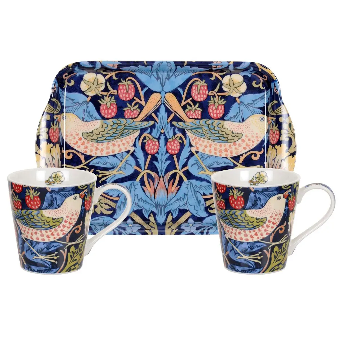 Pimpernel Strawberry Thief mugg och brickset Blå