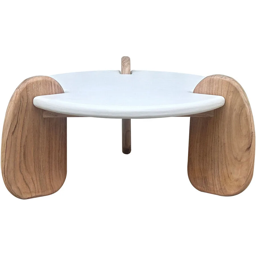 Salontisch Putza weiss/natur MDF/Akazienholz Massivholz B 80 T 80 cm