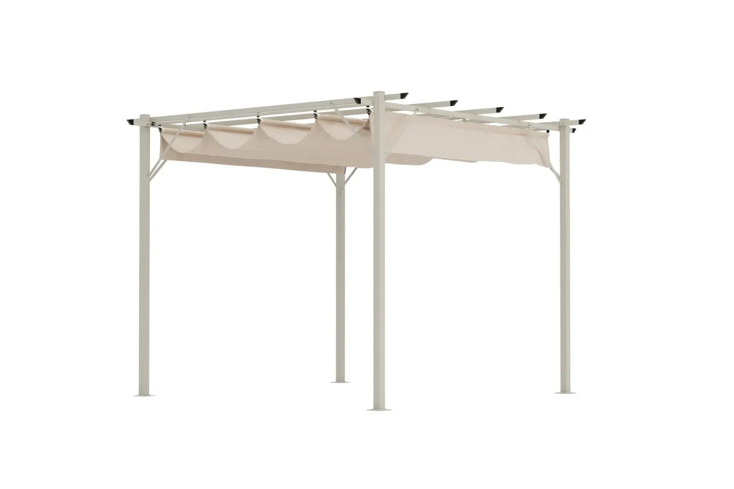 Loppes Pergola med skjutbart tak 3x3 m i stål - Beige