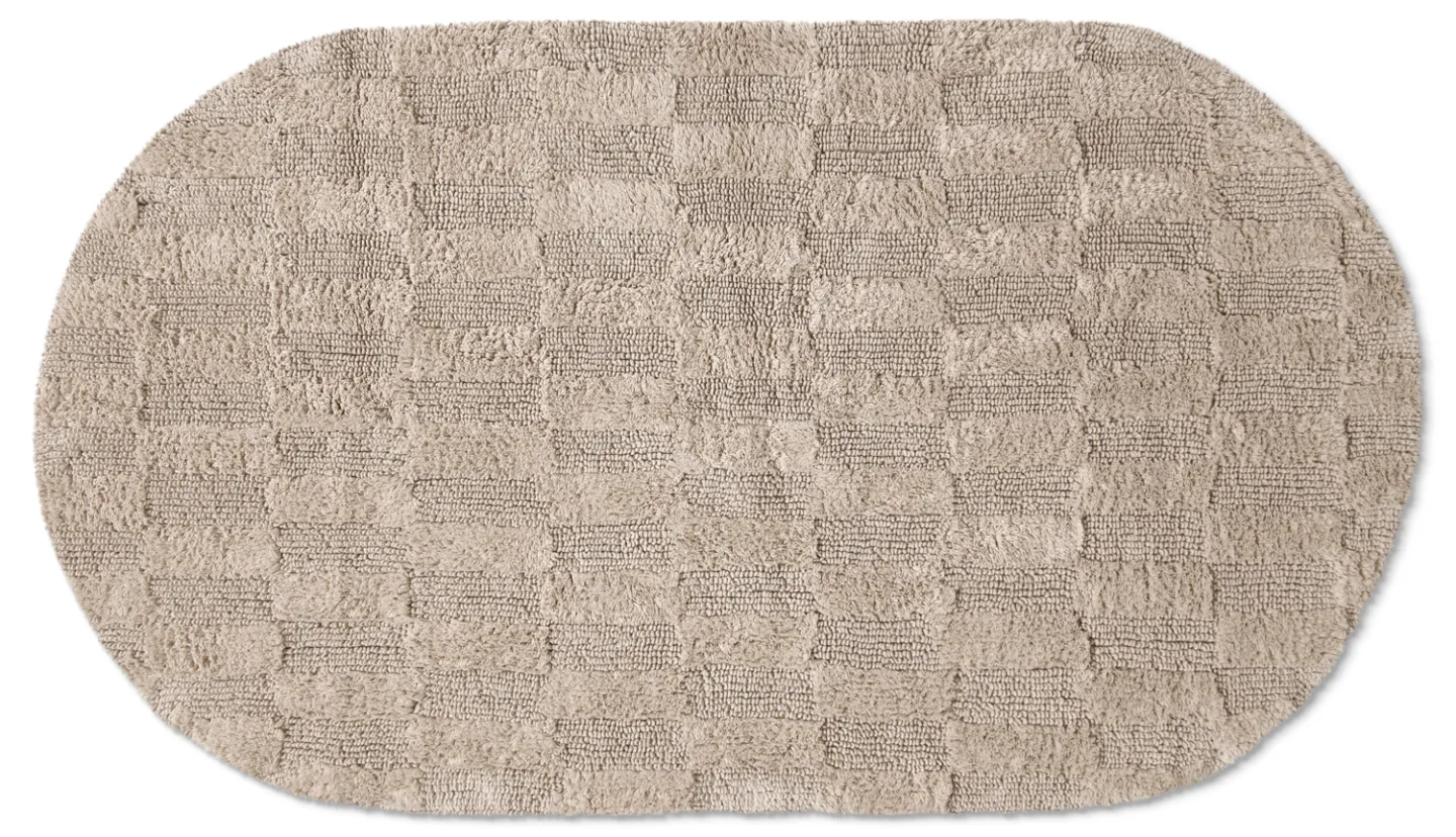 Oval baderomsmatte - Bevin (beige) (Størrelse: 50 x 90 cm)