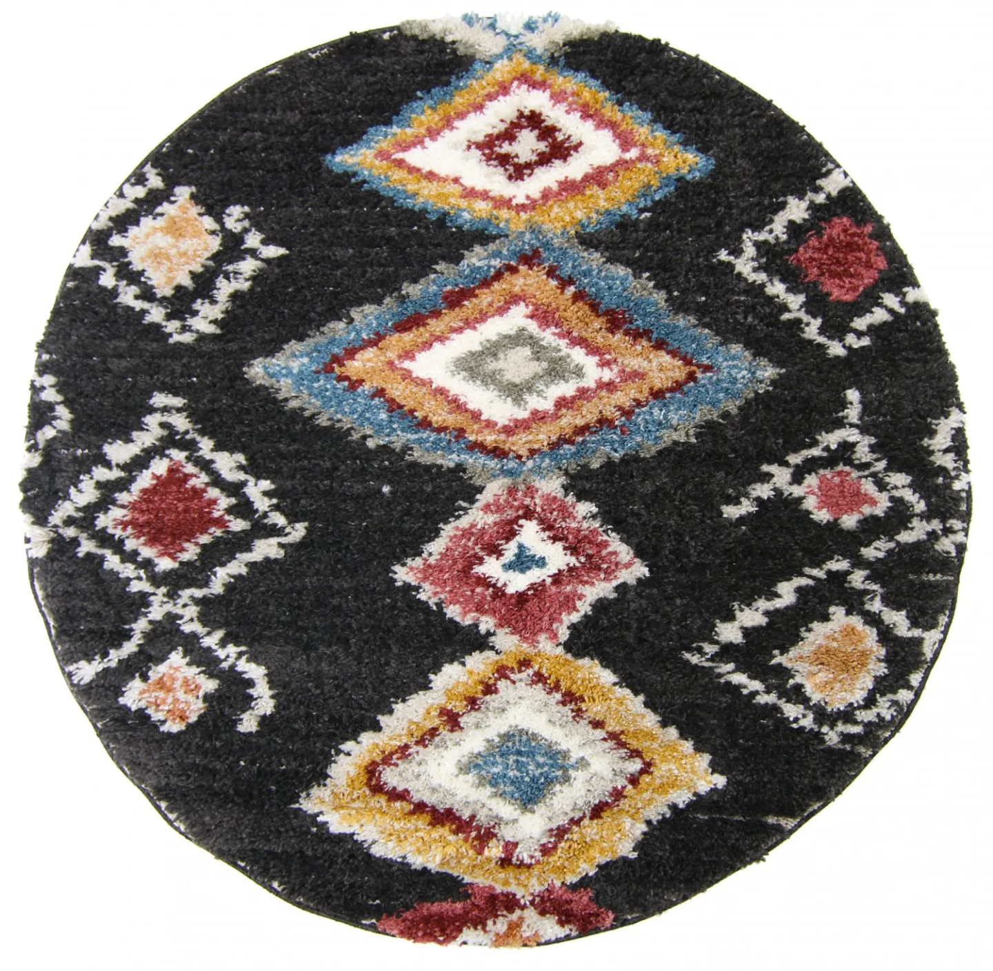 Runde tepper - Macchia (sort/multi) (Størrelse: Ø 200 cm)