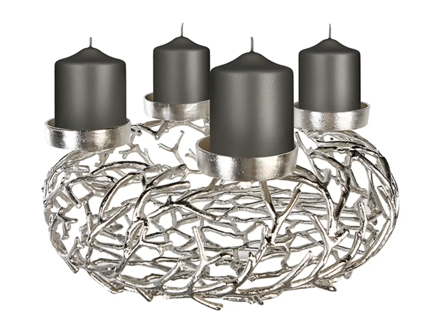 Gilde Adventskranz Twigs Antik Silber H: 20 cm Grau | Schubiger Möbel
