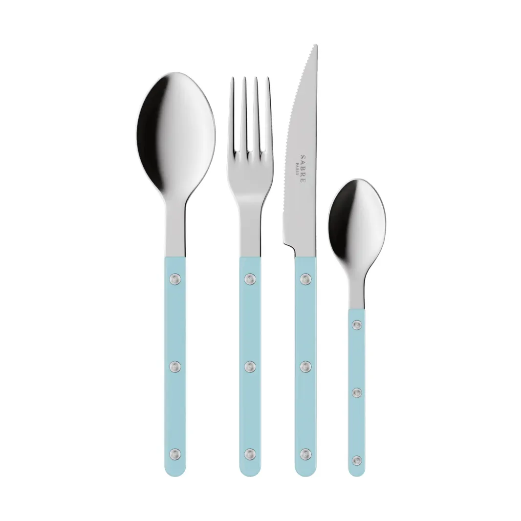 SABRE Paris Bistrot solides Besteckset 4-teilig Pastel blue