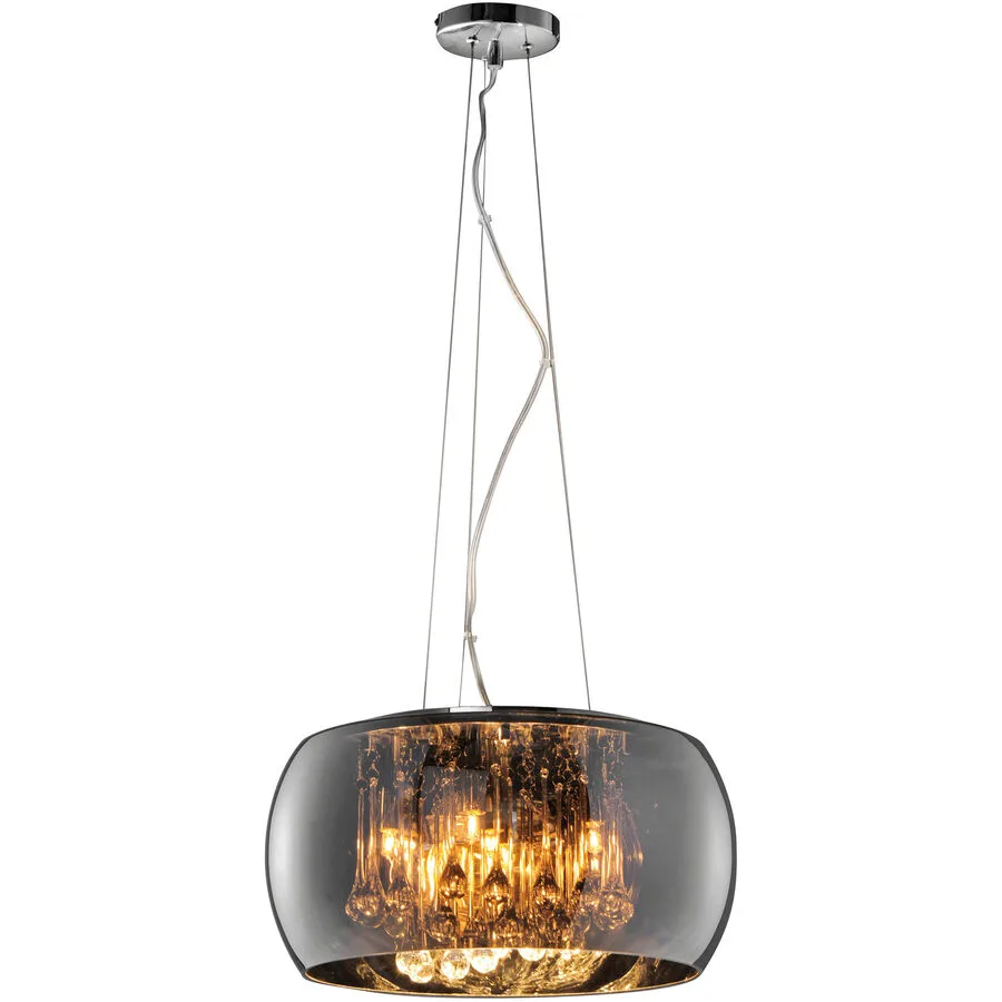 Pendellampe Bania Grau Glas 40 cm 150 cm - Farbe: chrom