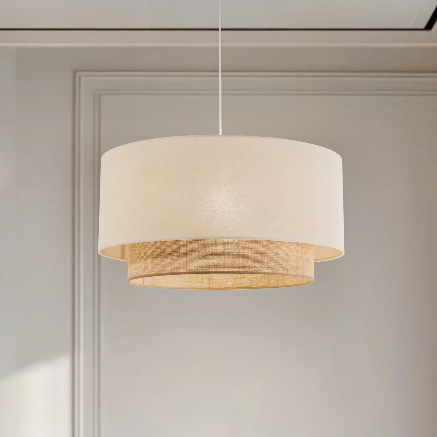 Boho hänglampa, Ø 60 cm 1 lampa ecru/jute Duolla - Sovrum - Metall - Med en ljuskälla