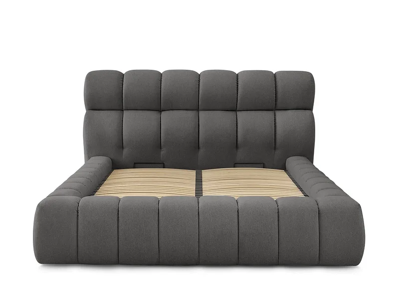 Kastenbett BOBOCHIC MONT-BLANC 180x200cm stoff dunkelgrau