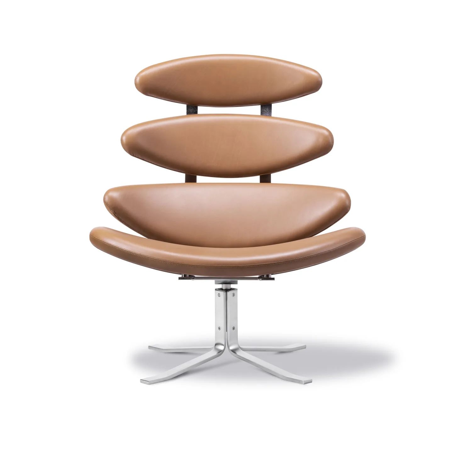 Fredericia Furniture - Corona Chair, Brushed Chrome, Leather Cat. 3 Max 91 Nutshell - Fåtöljer - Poul M. Volther