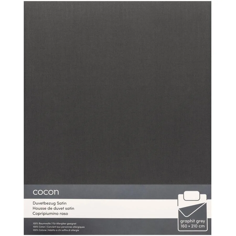 Duvetbezug COCON Graphit Baumwolle 160 x 210 cm - Material: Satin