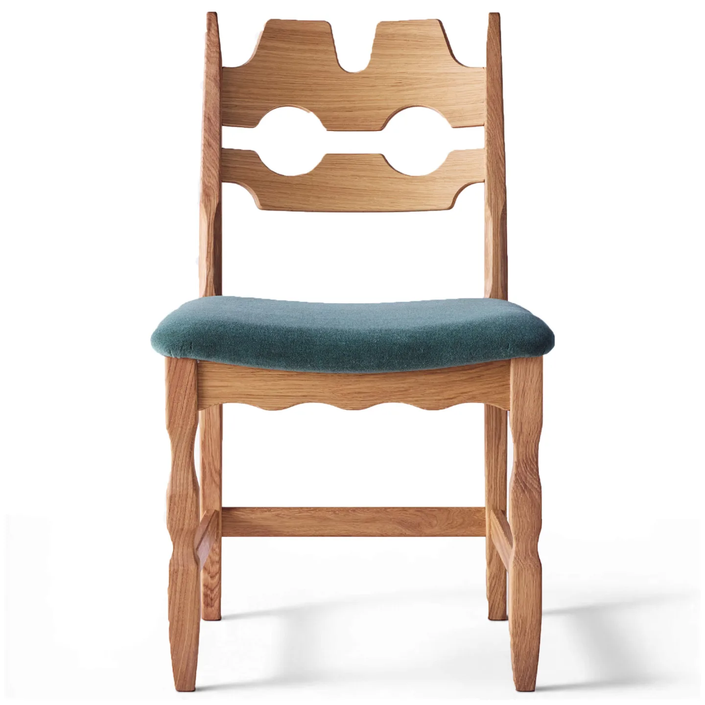 Dusty Deco - Razor Blade Dining Chair, Oljad Ek, Sits Lauritzon, Alpaca 09 - Matstolar - Henning Kjaernulf - Träfärgad - Bomull/Trä/Textilmaterial/Ull