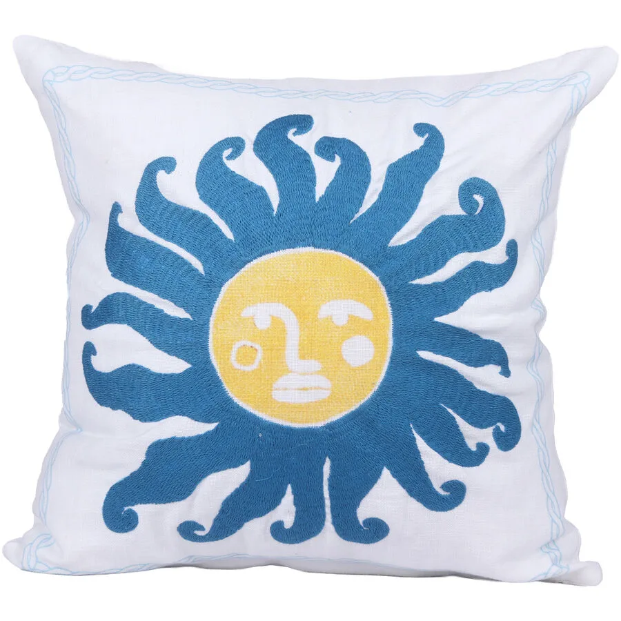 Zierkissen Sole weiss/blau Baumwolle B 45 T 45 cm