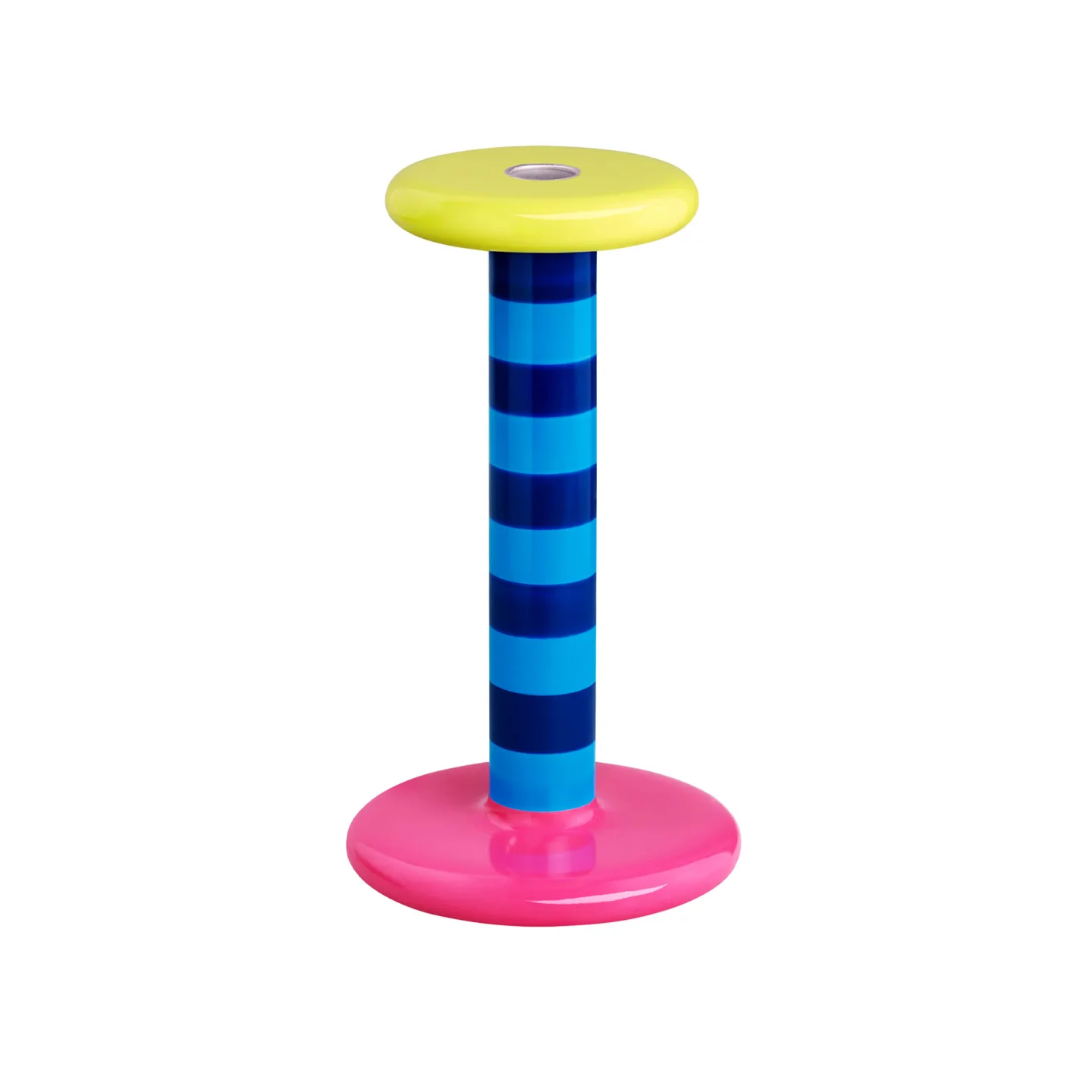 HEM - Pesa Candle Holder High - Sky Blue/Night Blue Stripe - Ljusstakar - Fabien Cappello - Blå - Trä