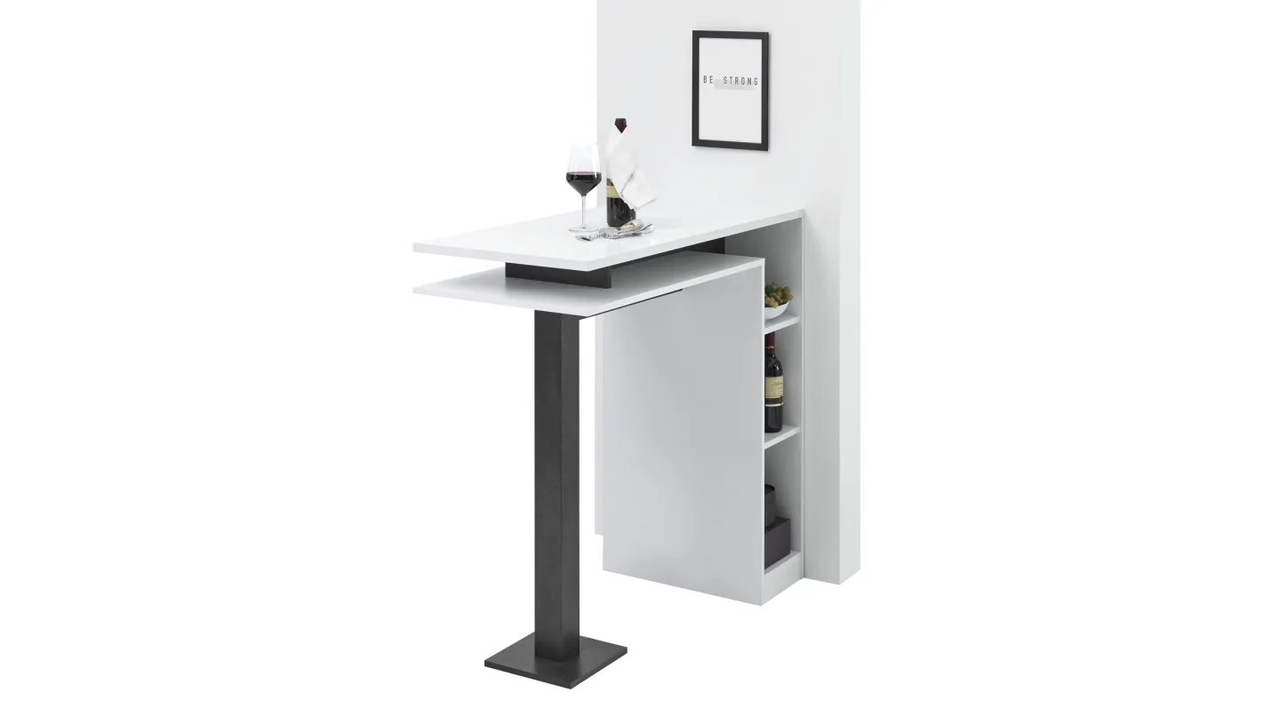 Bartisch weiß - Betonoptik 108 x 50 cm rechteckig - BAY