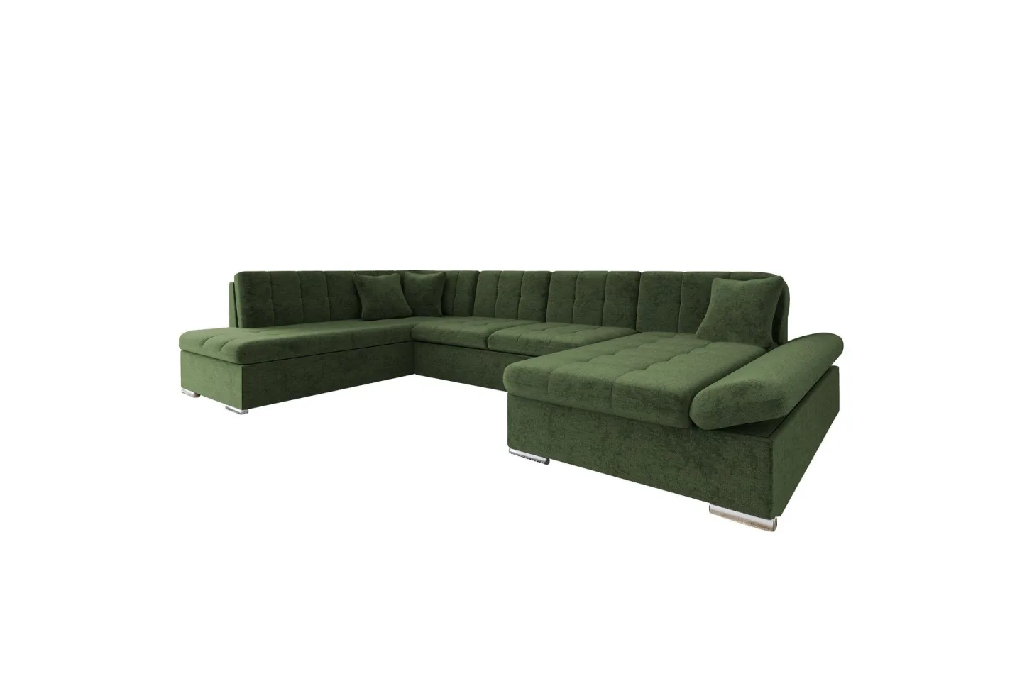 Zumar Bäddsoffa med Divan och Schäslong 4-sits i Chenille - Grön