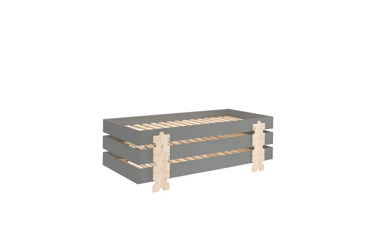 Säng Modulo med pusselbitarfötter Grå, 3 - Grå, 3