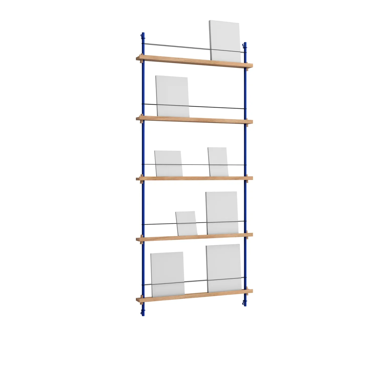 MOEBE Magazine Shelving Zeitungsständer Eiche-deep blue, 85x180x7 cm, MS.180.1