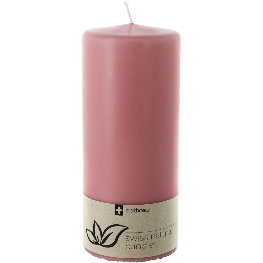 Balthasar Kerze Swiss Natural hellrosa H17 cm D7 cm, Brenndauer 65h - Farbe: taupe - Material: Wachs
