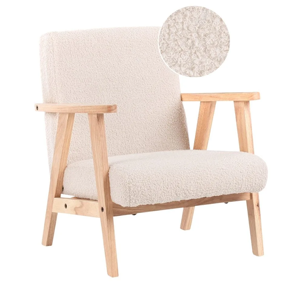 Fåtölj Linde - Beige, ljust trä