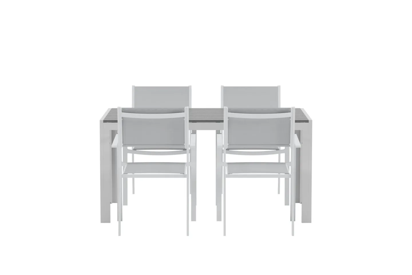 Break Gartenset Tisch 90x150 cm grau 4 Stühle grau.