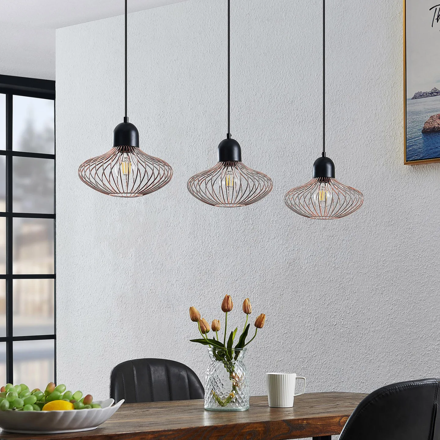 Justinos 3 Taklampa Black/Copper - Lindby - Vardagsrum - Metall - Med flera ljuskällor