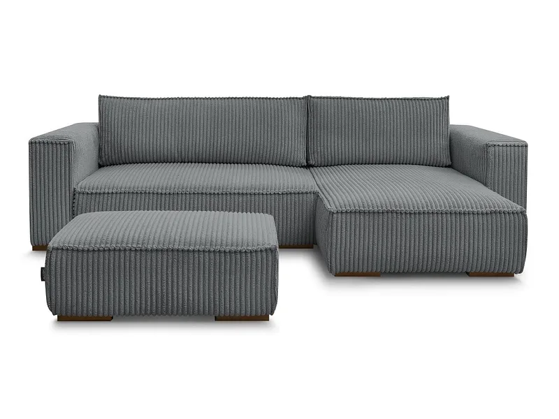 Ecksofa mit Hocker BOBOCHIC CHELSEA Cord-Stoff dunkelgrau