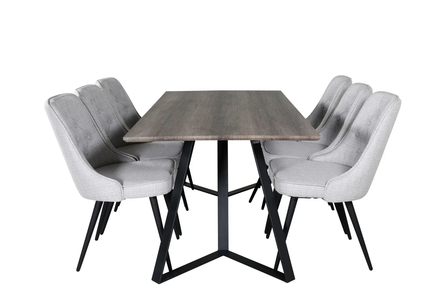 Marina Matgrupp 180 cm Rektangulär med 6 Velvet Deluxe stolar - Svart