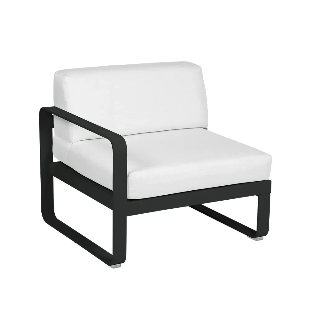 Fermob Bellevie Left modulsoffa Liquorice (svart), off-white dyna, 1-sits
