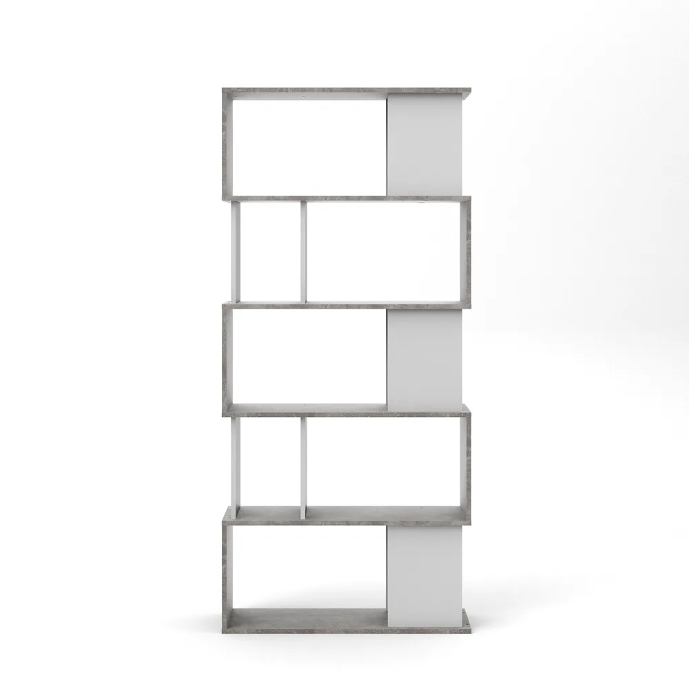 Magda Regal Bücherregal mit 5 Ablagen, beton dekor,weiss.