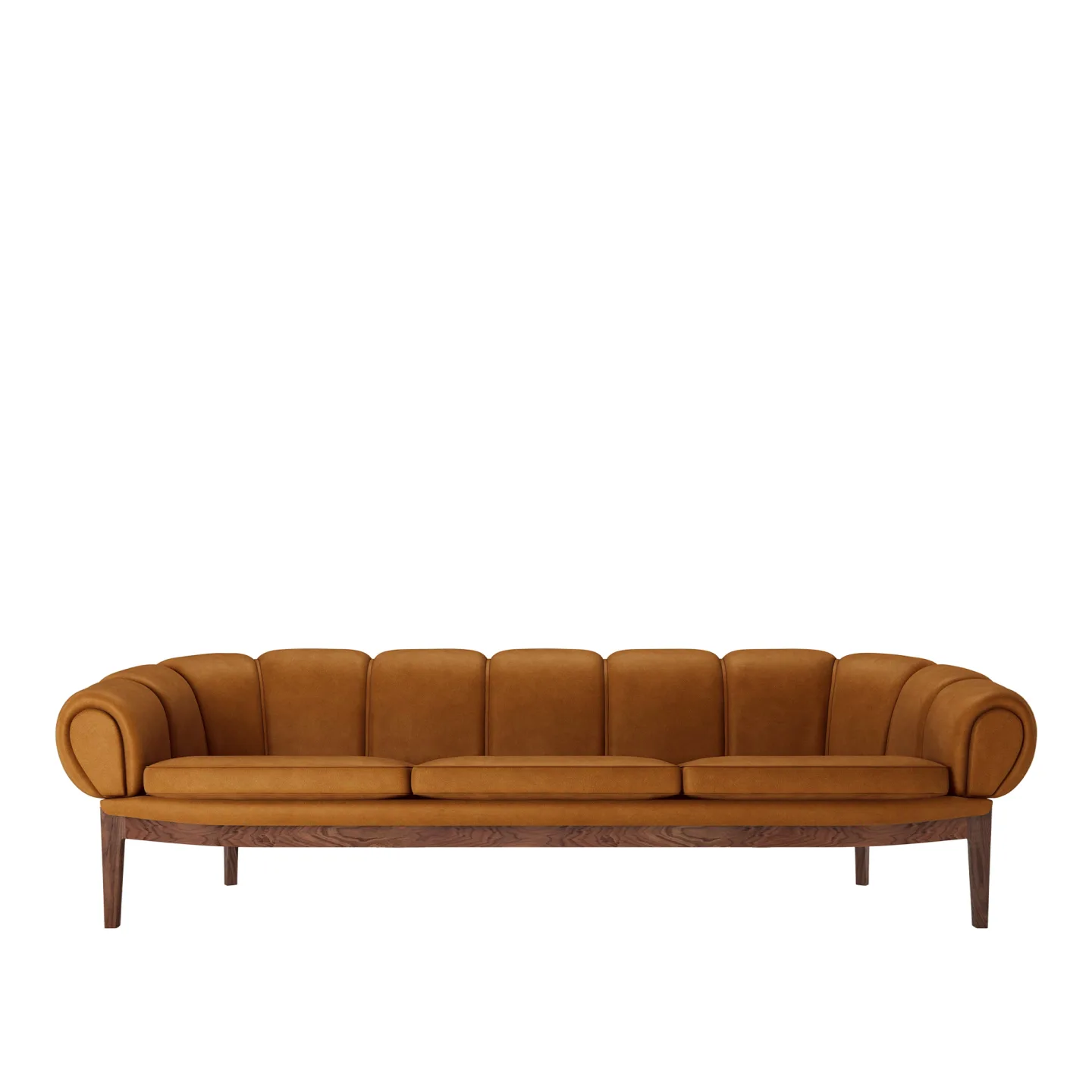 Gubi - Croissant Sofa 3-seater,Solid American Walnut Oiled, Prisgrupp 7 Läder Gubi Chamois 1708 Cuoio - Soffor - Illum Wikkelsø - Träfärgad