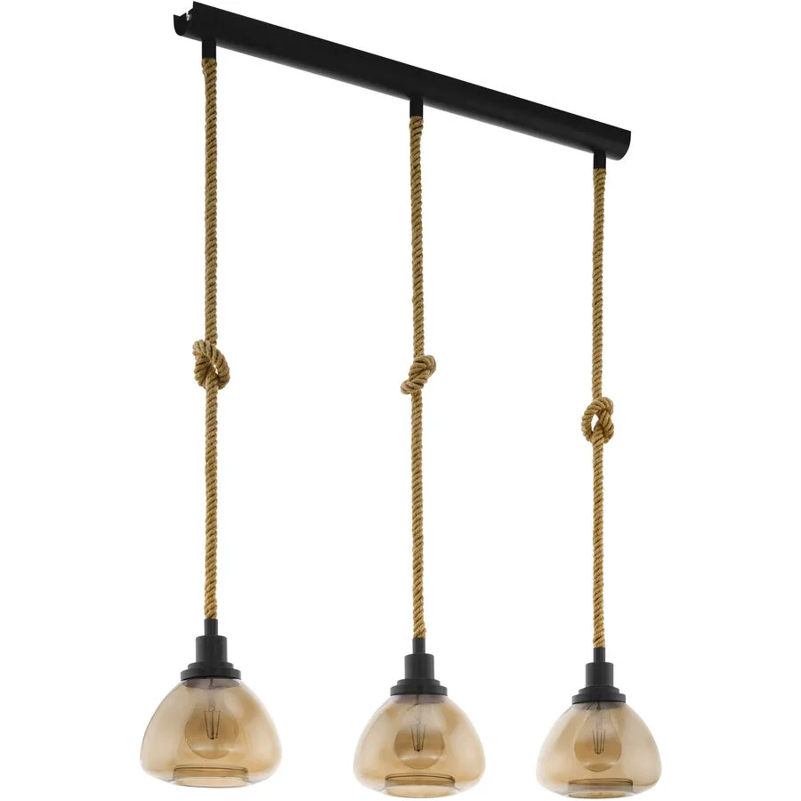Eglo Pendellampe Rampside Schwarz Stahl/Glas 19.5 cm 123 cm - Material: Stahl/ Glas