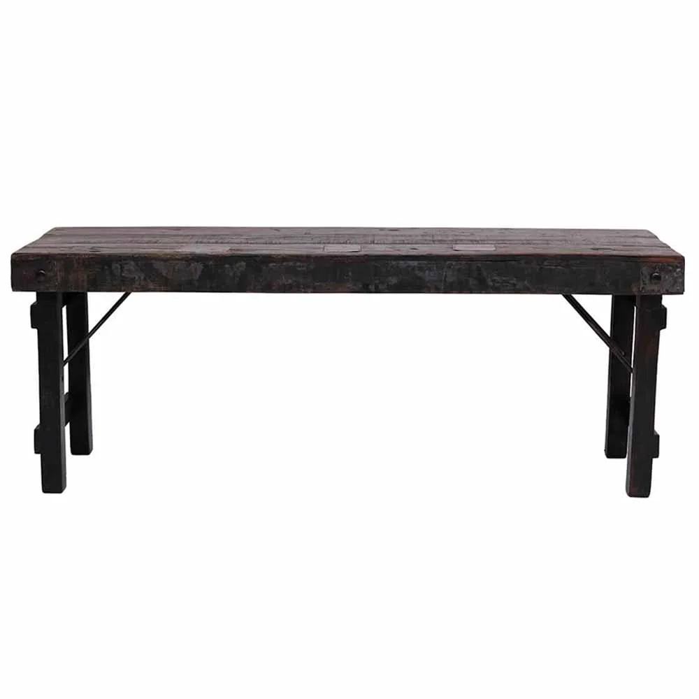 Svart träbänk i återvunnet material hopfällbar 119 cm