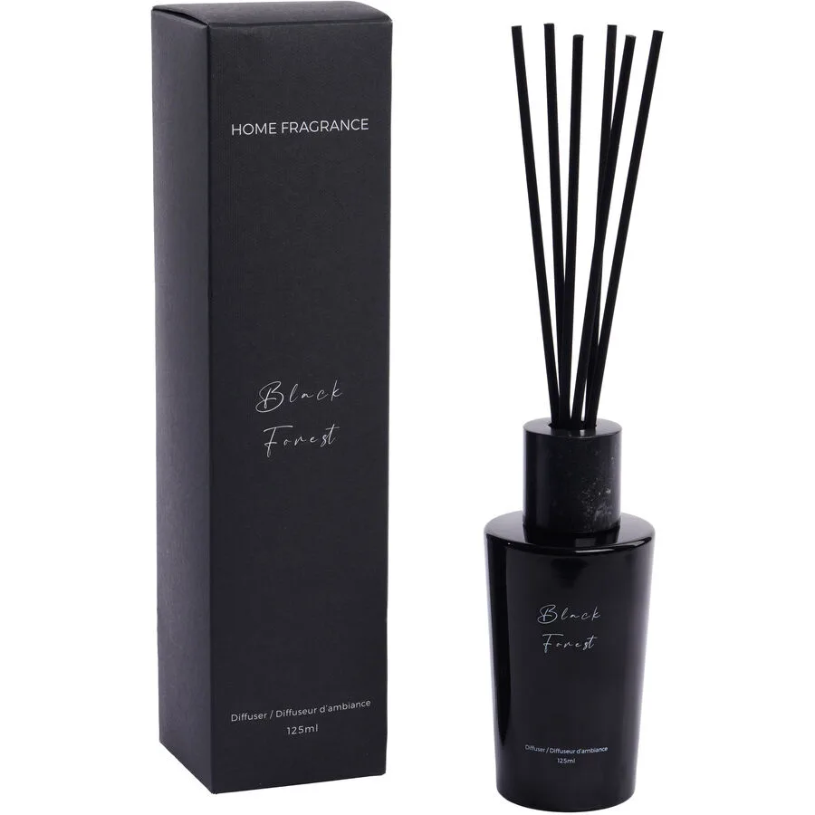 Diffusor Nathalie schwarz 125 ml - Material: Glas, Marmor, Rattan