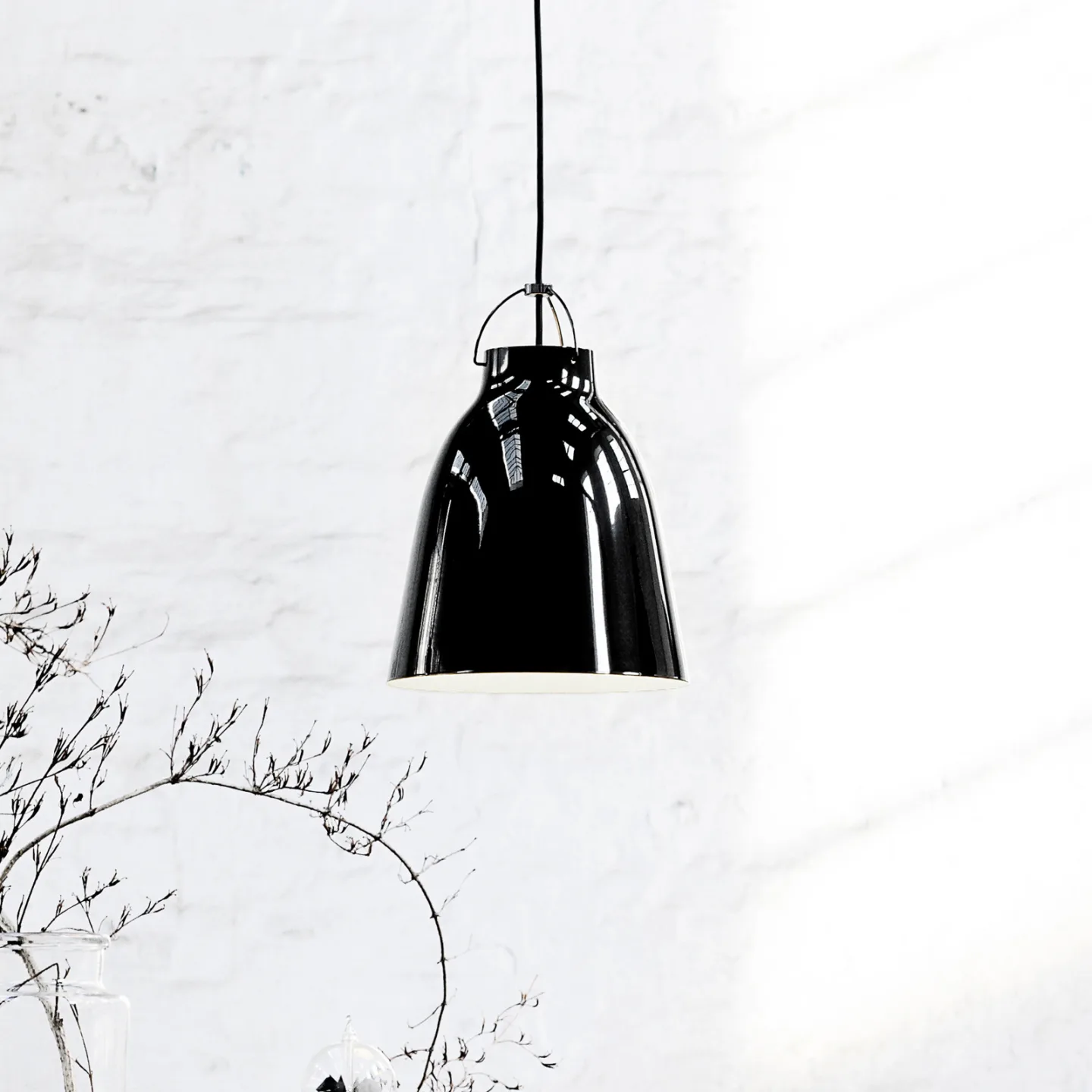 Fritz Hansen Caravaggio 2 Pendelleuchte Schwarz-Schwarzes Textilkabel