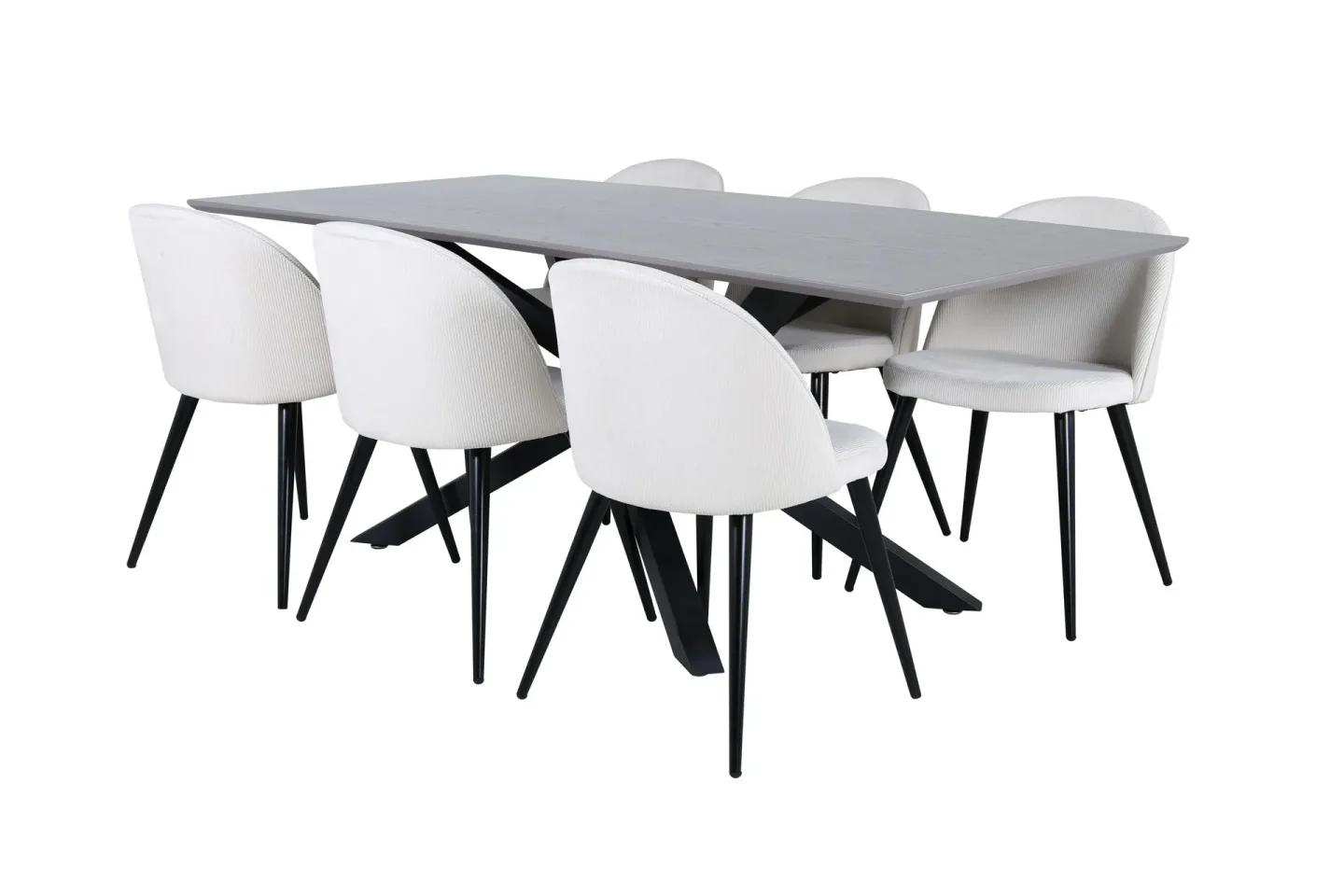 Piazza Matgrupp 180 cm Rektangulär med 6 Velvet stolar - Beige
