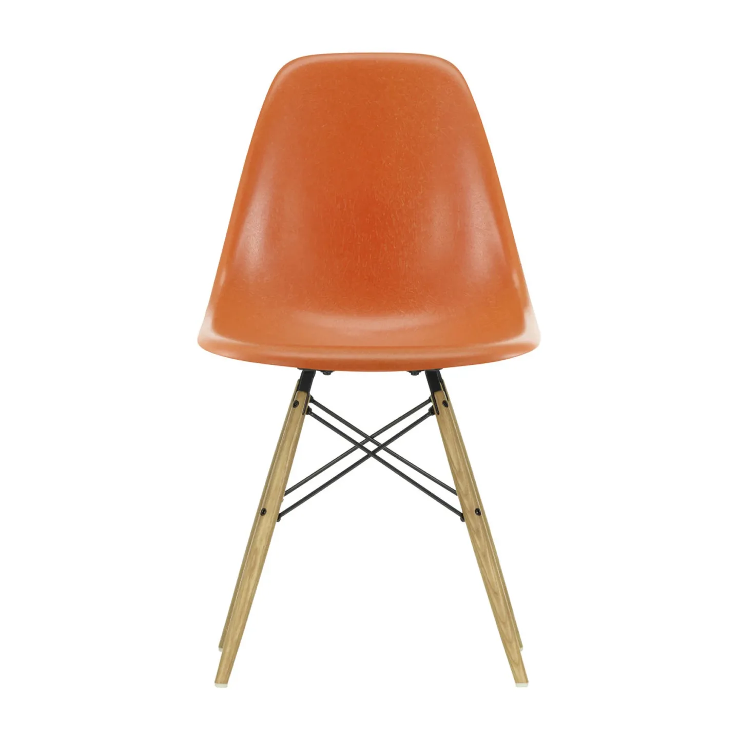 Vitra Eames Fiberglass Chairs DSW stol red orange, askben