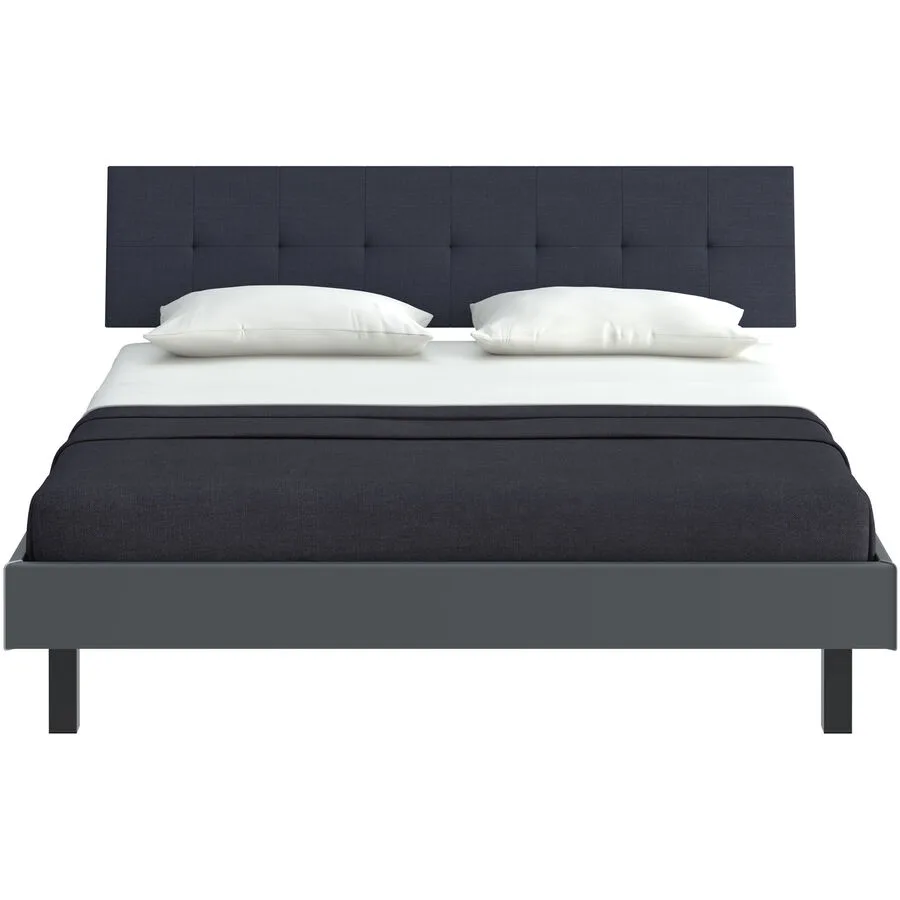 Modular Bett Livorno Dunkelgrau, Schwarz MDF, Stoff, Metall 180 x 200 cm
