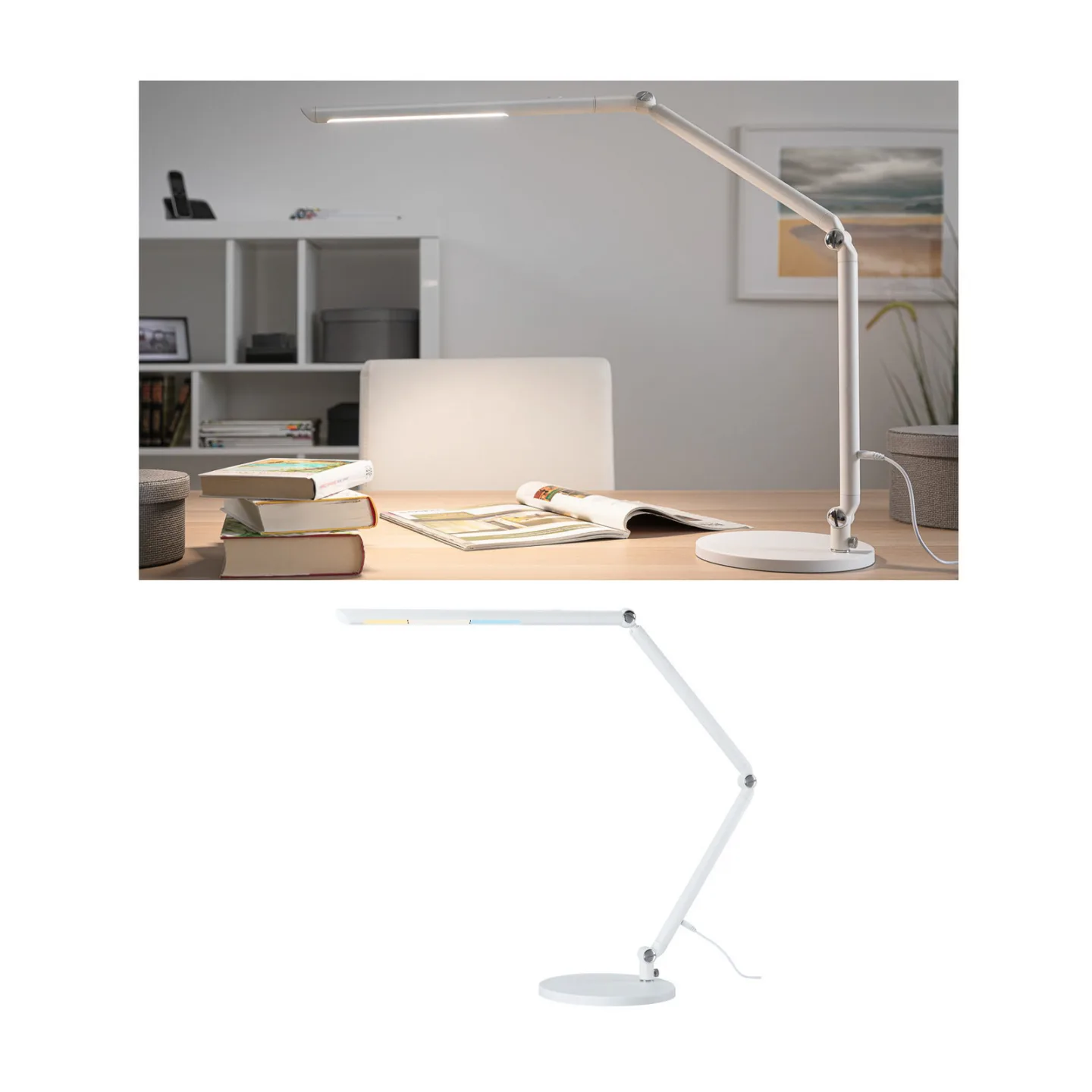 FlexBar LED-Schreibtischlampe, weiß, 36 cm, CCT - Paulmann - Arbeitszimmer / Büro - Modern - Metall - Einflammig