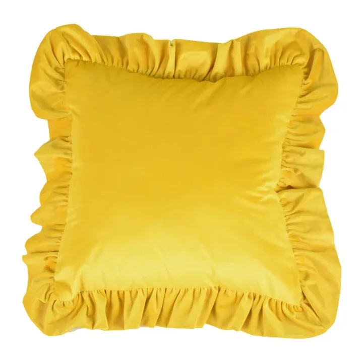 Putetrekk - Ruffled (gul) (Størrelse: 45 x 45 cm)