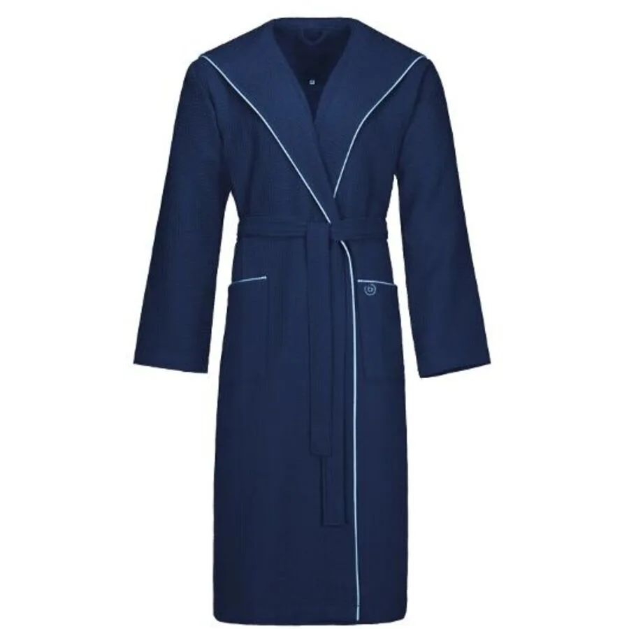 Bademantel Tizian M Marine Blau 100% Baumwolle, Piqué M