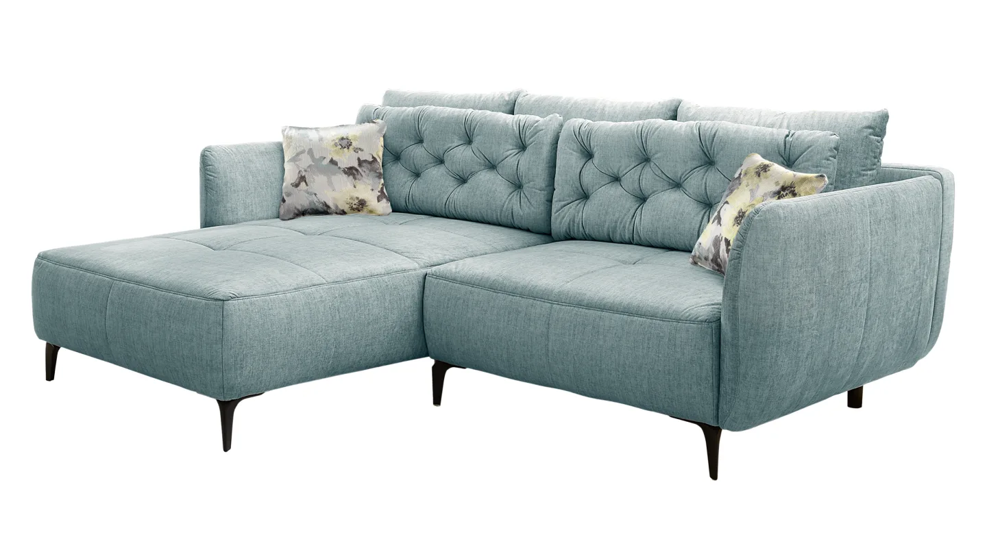 Ecksofa blau Veloursbezug 251 x 186 cm - SALO