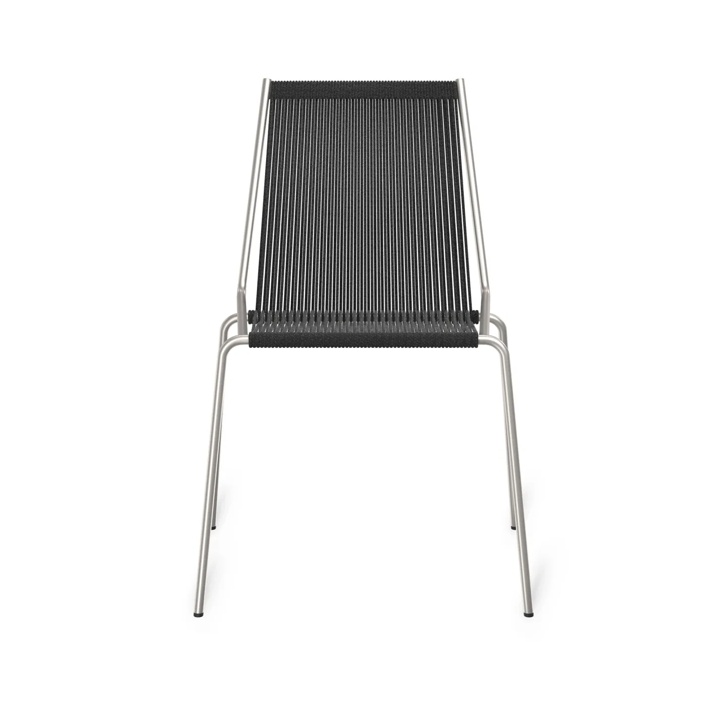 Thorup Copenhagen - Noel Chair, Brushed stainless steel base, Upholstered seat and back, linen flag halyard, black - Matstolar - Kasper Thorup - Silver,Svart - Metall/Textilmaterial