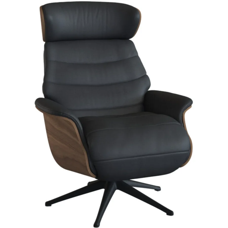 Relaxsessel Cam Schwarz Leder 83 cm 88 cm
