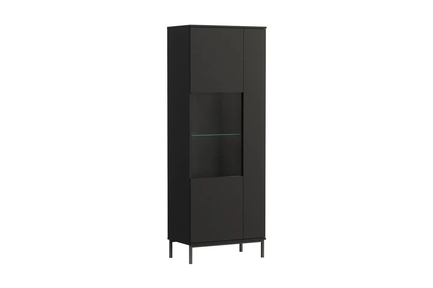 Quertas Vitrinskåp Vit LED Belysning 41 cm djup 70 cm bred 190 cm hög Mörkt Trä - Svart