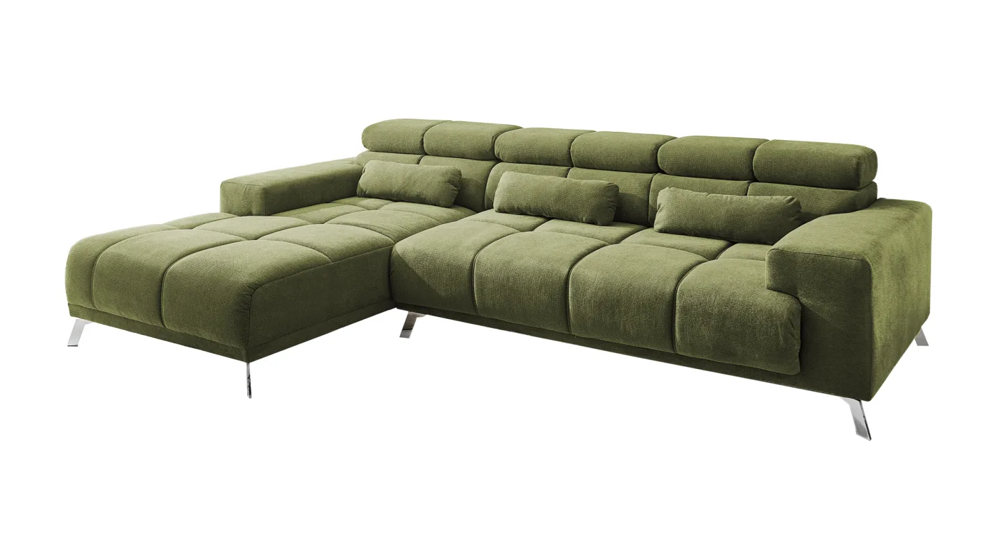 Ecksofa grün elektrisch ausfahrbar 285 cm - OT links - SPEED