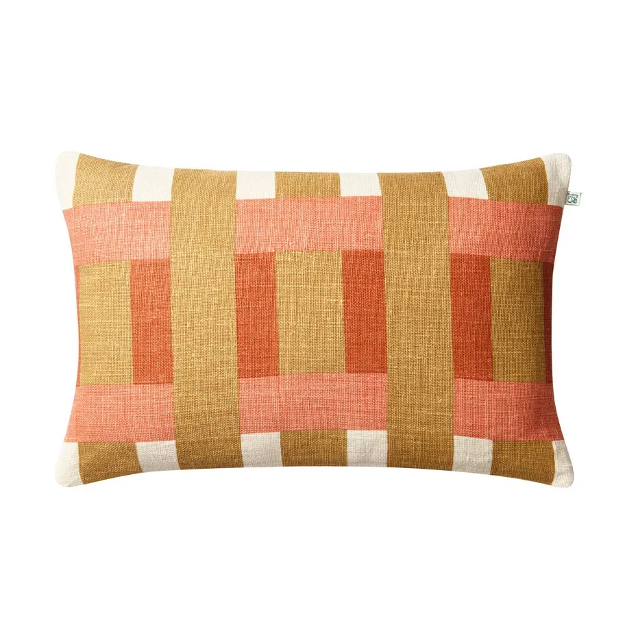 Chhatwal & Jonsson Benaras kuddfodral Khaki-rose-apricot orange, 40x60 cm