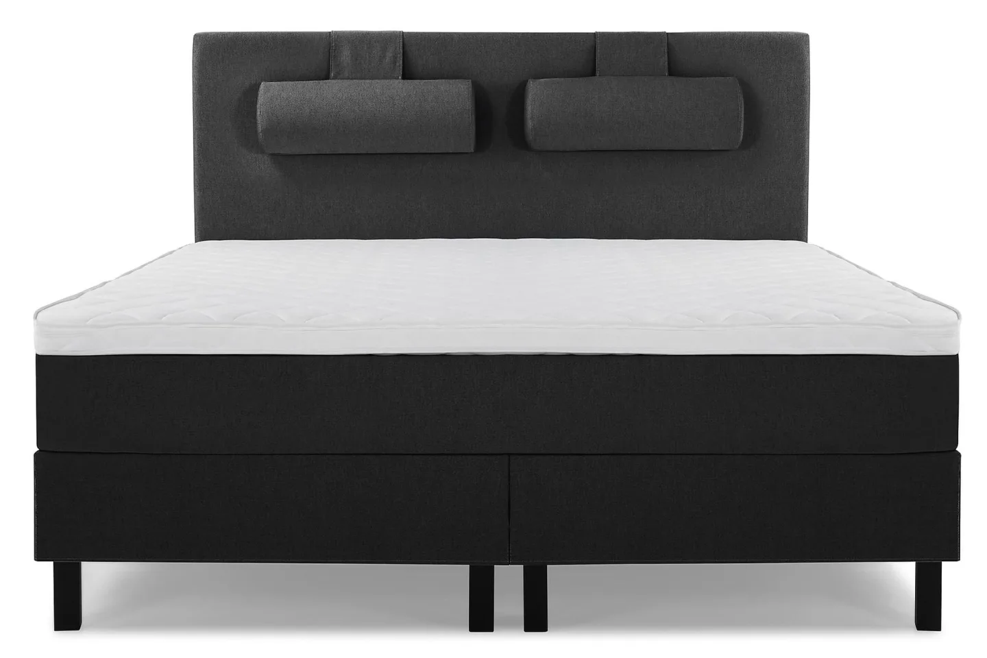 Lucky Komplett Sängpaket 180x200 Skum Slät Sänggavel - Nackkudde Stor Svart/Grå